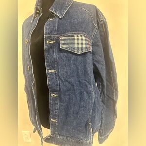 Burberry Beige Plaid Accent with Logo Patch